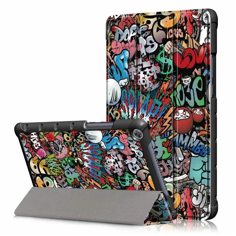 Case Huawei MediaPad M5 Lite 8 #เคสฝาพับสามพับหนัง PU รูปแบบการพิมพ์ลาย Pattern Printing PU Leather Tri-fold Stand