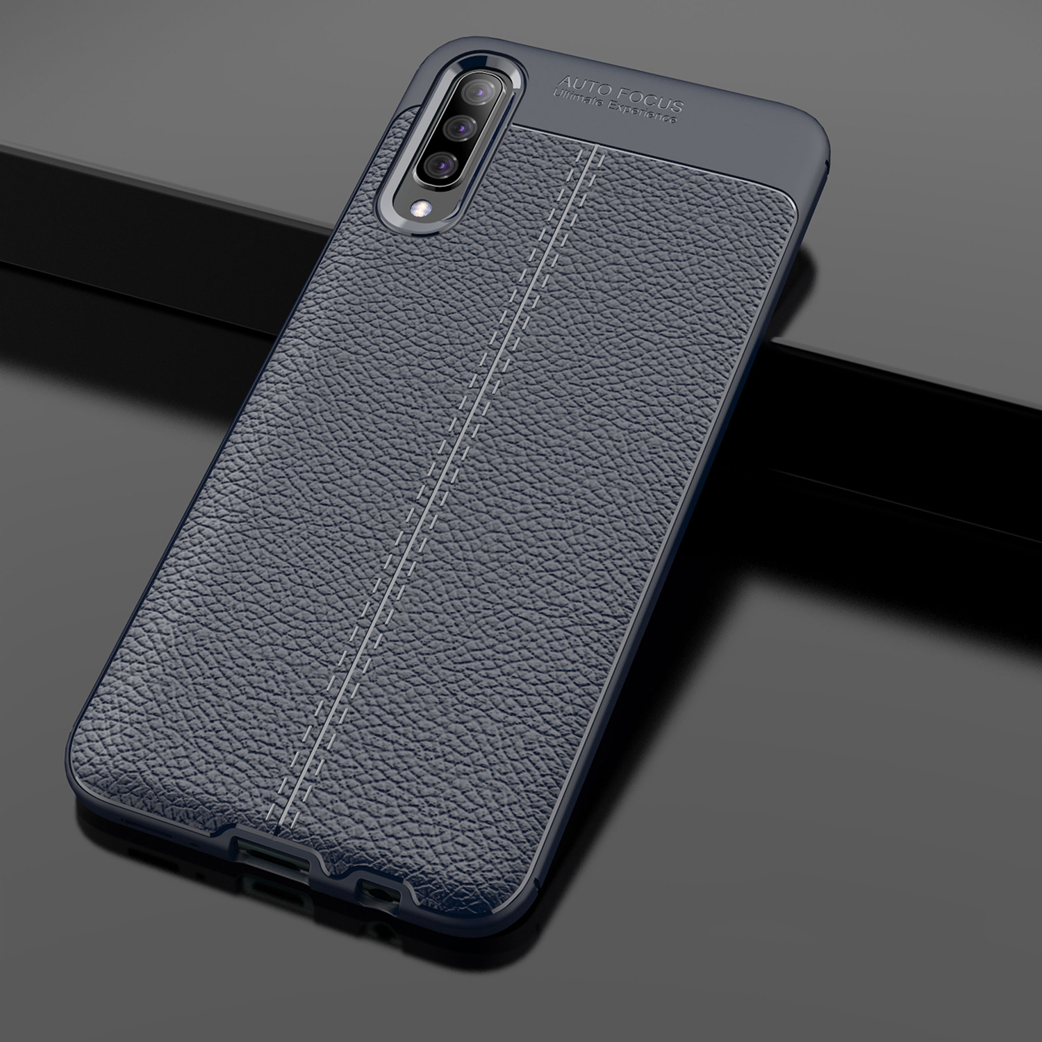เคส Samsung Galaxy A70 #เคสฝาหลัง TPU นิ่มลายหนัง PU ผิวลิ้นจี่ช่วยป้องกันลายนิ้วมือและกันลื่น