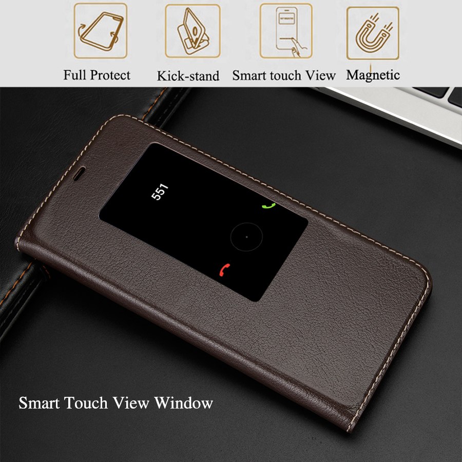 Case Huawei Mate 20 #เคสฝาพับมีช่องวิว View Window Cowhide Leather Smart Mobile Shell คุณภาพดี