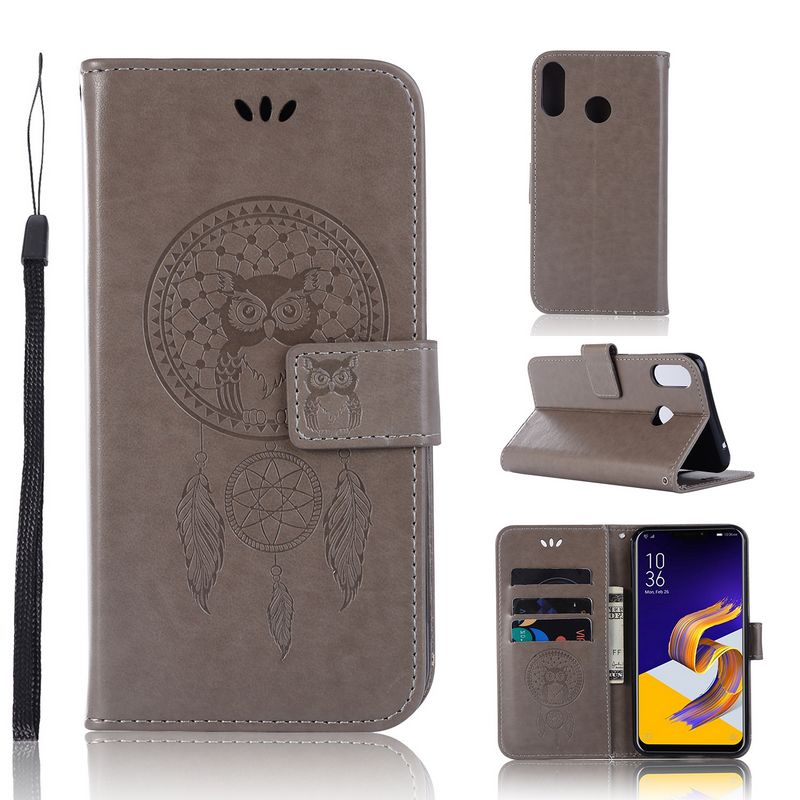เคส Asus Zenfone 5 ZE620KL / Zenfone 5Z ZS620KL #เคสฝาพับแบบกระเป๋าสตางค์ฝาพับหนัง PU ลายนกฮูก Dream Catcher Owl