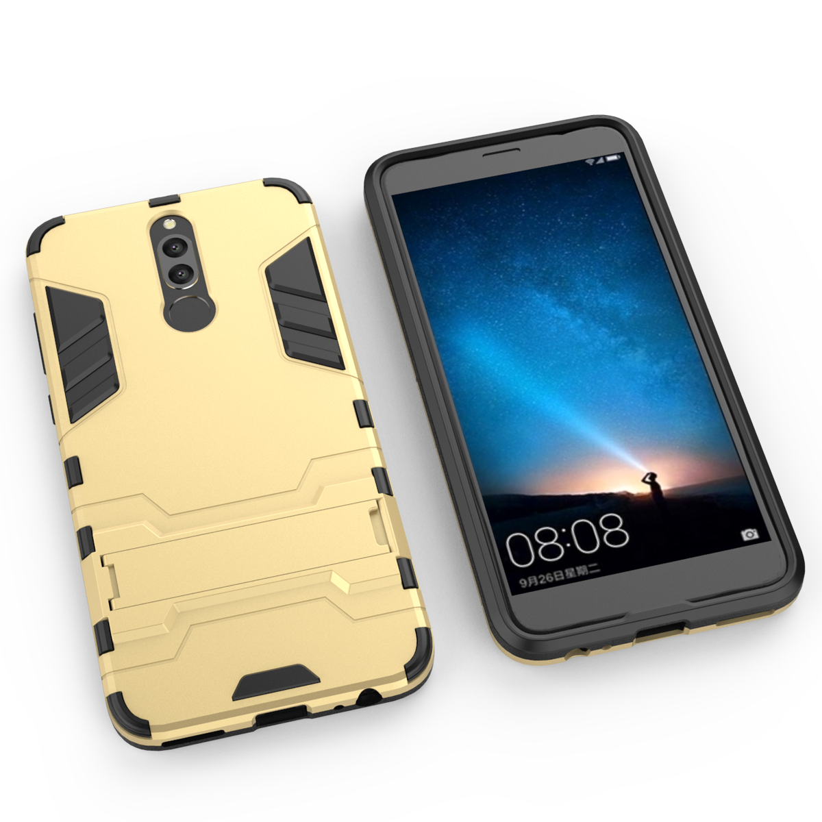 Case Huawei nova 2i #เคสฝาหลัง Cool Guard ไฮบริด พลาสติก+TPU มีขาตั้งในตัว รูปแบบสวยงามทันสมัย