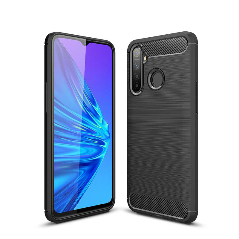 Case Realme 5/5s #เคสฝาหลัง TPU นิ่มคาร์บอนไฟเบอร์ผิวแบบขัดแปรง