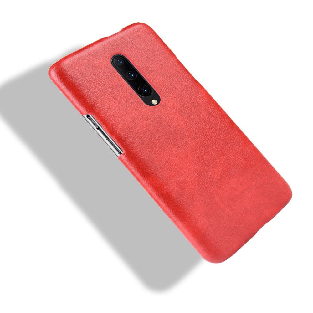 เคส OnePlus 7 Pro #เคสฝาหลังพลาสติกแข็งเคลือบหนัง PU ลายผิวลิ้นจี่ Litchi Skin Leather Coated