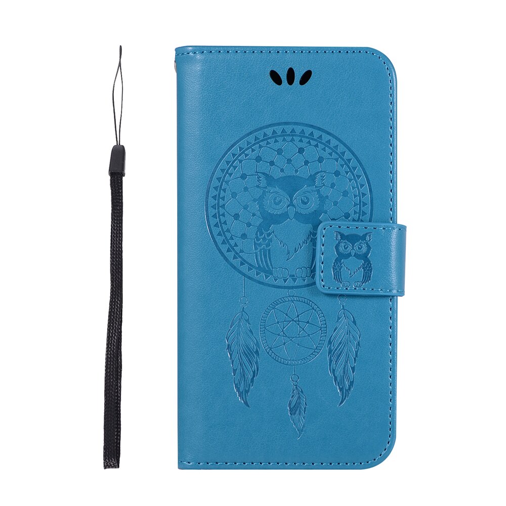 เคส Samsung Galaxy A72 / A72 5G #เคสฝาพับแบบกระเป๋าสตางค์ฝาพับหนัง PU ลายนกฮูก Imprint Owl Dream Catcher PU Leather