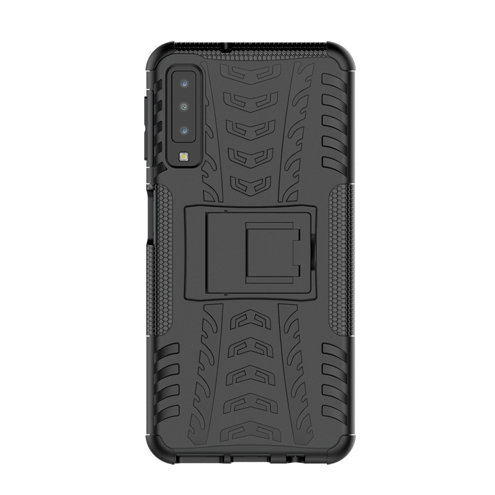 Case Samsung Galaxy A7 (2018) A750 #เคสฝาหลังกันลื่น Cool Tyre Pattern Kickstand (PC + TPU)