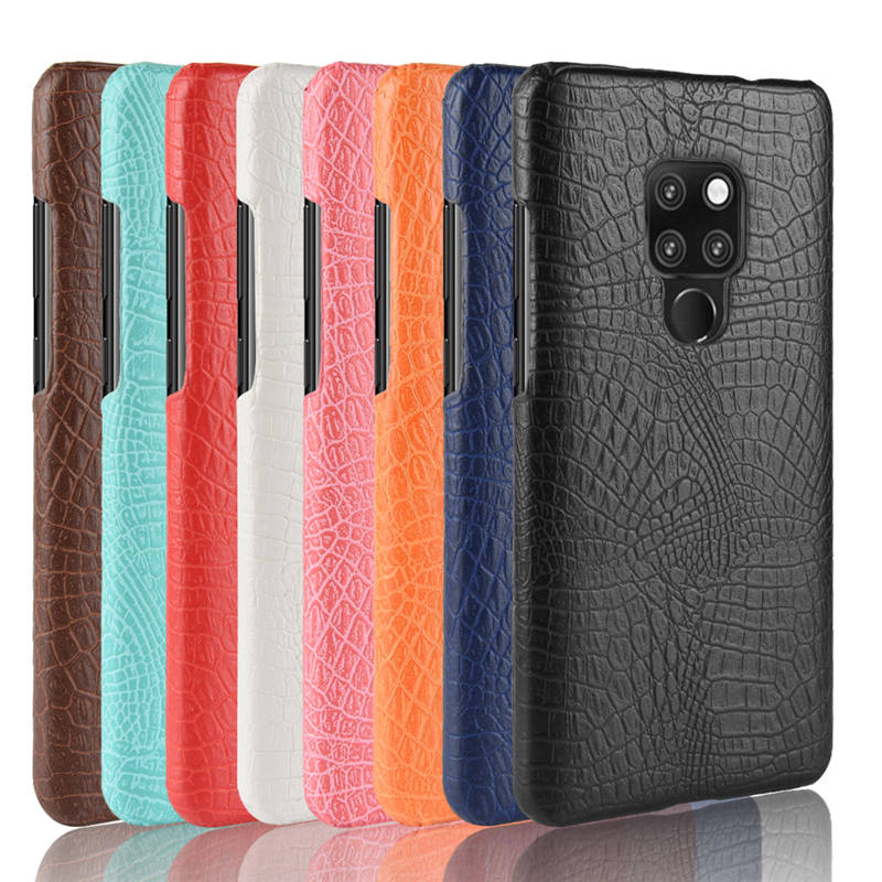 Case Huawei Mate 20 #เคสฝาหลังพลาสติกแข็งเคลือบหนัง PU ลายผิวหนังจระเข้