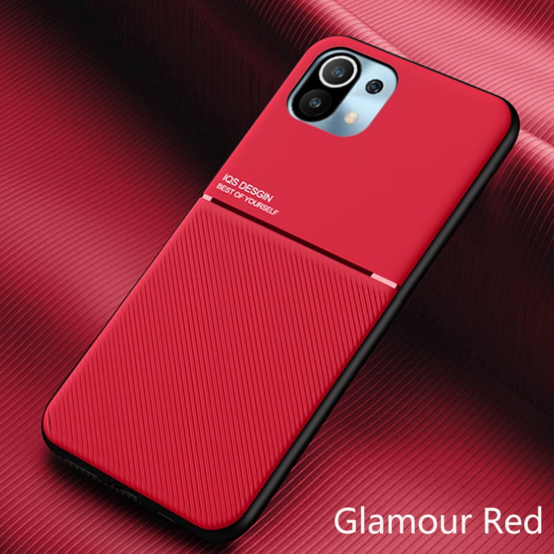 เคส Xiaomi Mi 11 #เคสแบบฝาหลัง TPU เคลือบหนัง PU สไตล์ธุรกิจที่เรียบง่ายมีแผ่นเหล็กในตัว Minimalist Business Style Leather Coated TPU Built-in metal magnetic plate