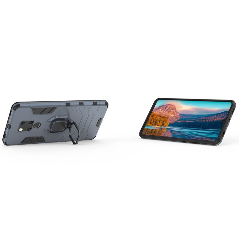 Case Huawei Mate 20 X #เคสฝาหลังพลาสติกแข็ง +TPU Hybrid Case มีแหวนสวมนิ้วโลหะ