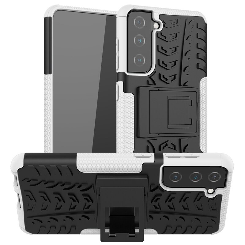 เคส Samsung Galaxy S21 FE 5G #เคสฝาหลังกันลื่น Cool Tyre Pattern Kickstand (PC + TPU)