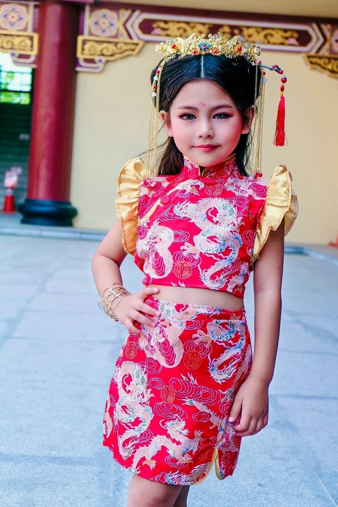 ชุดตรุษจีนเด็กหญิงแบบกระโปรง