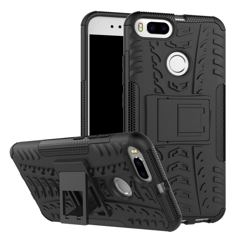 เคส Xiaomi Mi A1 #เคสฝาหลังไฮบริดรูปแบบยางรถยนต์ Kickstand TPU + PC 2 in 1 สีสันสวยงาม