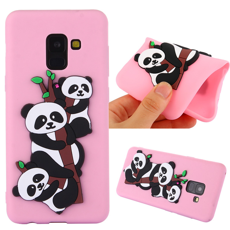 Case Samsung Galaxy A8 (2018) #เคสฝาหลังนิ่มลายหมีแพนด้า 3D น่ารัก Bamboo TPU Gel