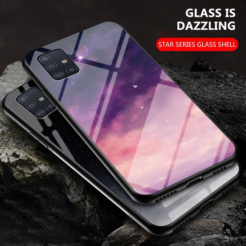 Case Samsung Galaxy A71 5G #เคสฝาหลัง Gradient Color Glass + PC + TPU Hybrid Case