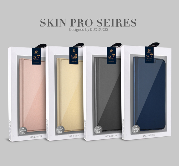 Case Oppo R9s เคสฝาพับหนัง PU มีช่องเสียบการ์ด DUX DUCIS Skin Pro Series / สีดำ