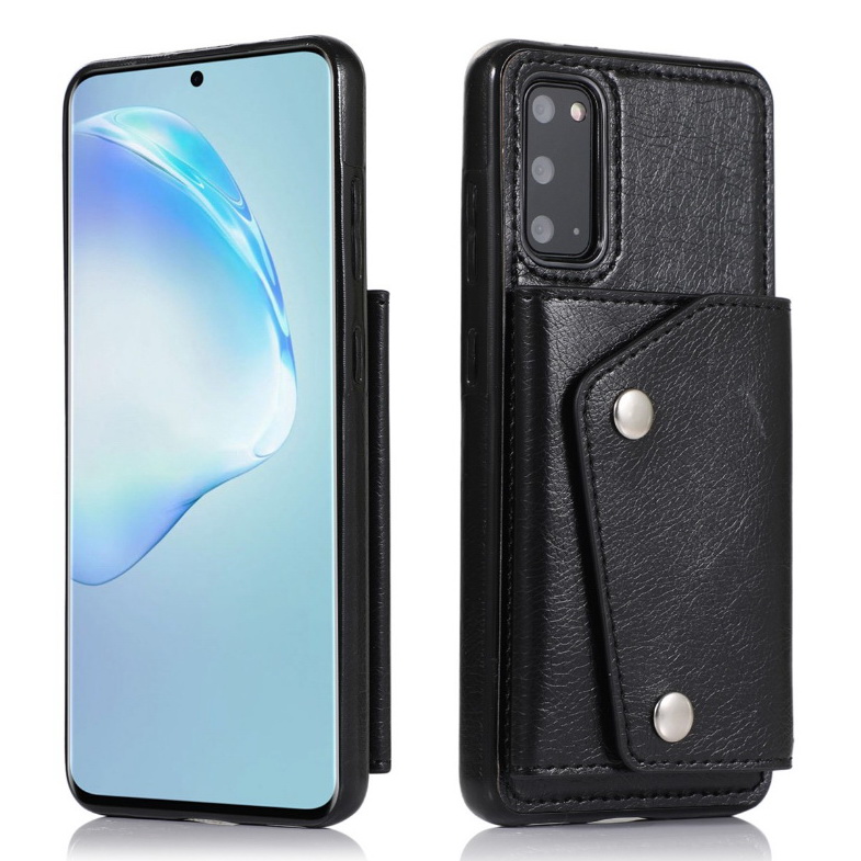 เคส Samsung Galaxy S20 FE / S20 FE 5G #เคสฝาหลังเคลือบหนัง PU มีกระเป๋าเก็บบัตรด้านหลัง Fashion Wallet Case Retro Leather Flip Card Holder Stand Shockproof Cover Casing with Hand Strap