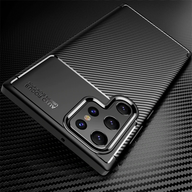 เคส Samsung Galaxy S23 Ultra 5G #เคสฝาหลังนิ่ม Carbon Fiber Anti-drop TPU Protection