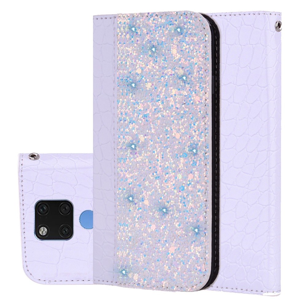 Case Huawei Mate 20 #เคสฝาพับฝาพับหนัง PU ลายหนังจระเข้ Crocquile Texture Glittery Sequins Splicing มีช่องใส่การ์ด