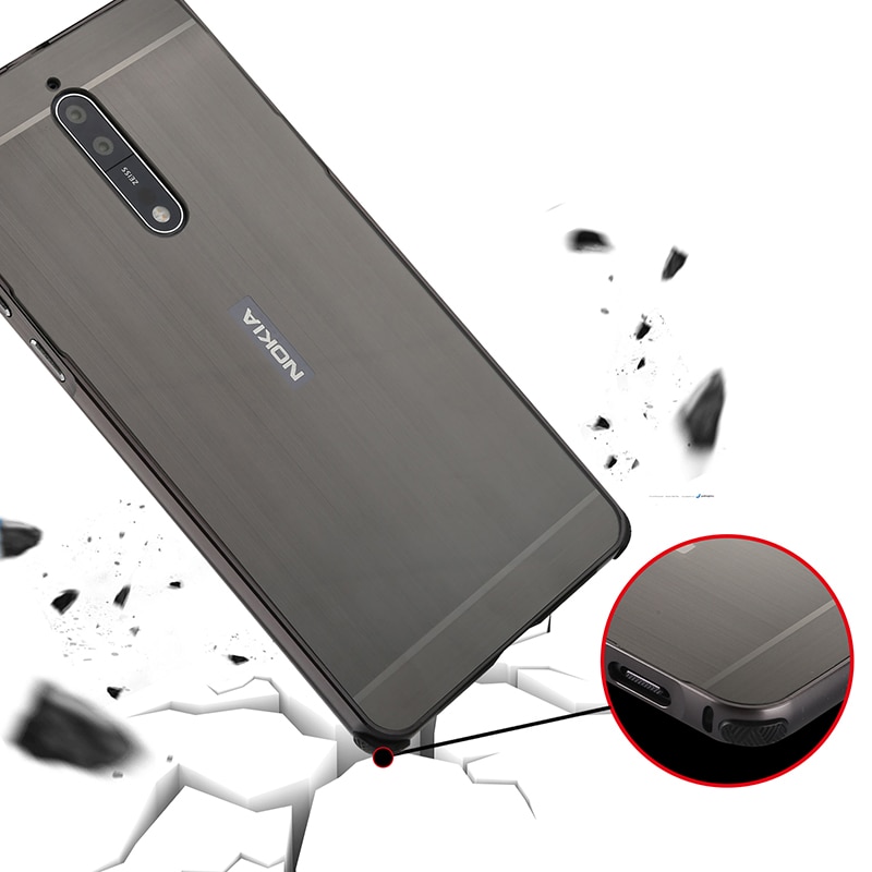 เคส Nokia 8 #เคสฝาหลังกรอบโลหะกันกระแทกฝาหลังพลาสติกเลื่อนสไลด์