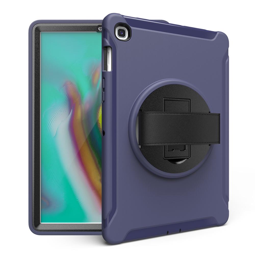 เคส Samsung Galaxy Tab S5e SM-T720 SM-T725 #เคสฝาหลังพลาสติกมีขาตั้งหมุนได้ 360° Swivel Kickstand PC + TPU Tablet Combo Shell with Hand Strap มีสายรัดมือ