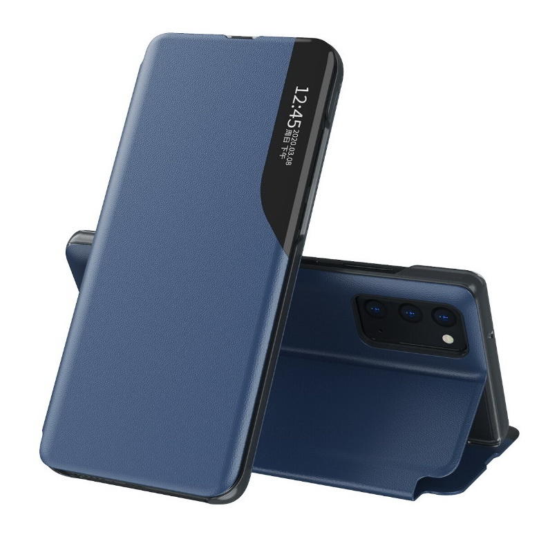 Case Samsung Galaxy S20 FE / S20 FE 5G #เคสฝาพับเคลือบผิวหนัง PU มีช่องวิวด้านข้างพับวางตั้งได้ Smart Flip kickstand leather Cover