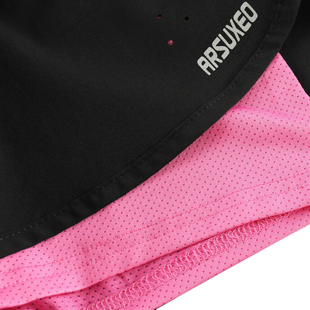 กางเกงวิ่ง ขาสั้นผู้หญิง 2-in-1 มีซับใน มีซิปกระเป๋าหลัง ARSUXEO (G7)