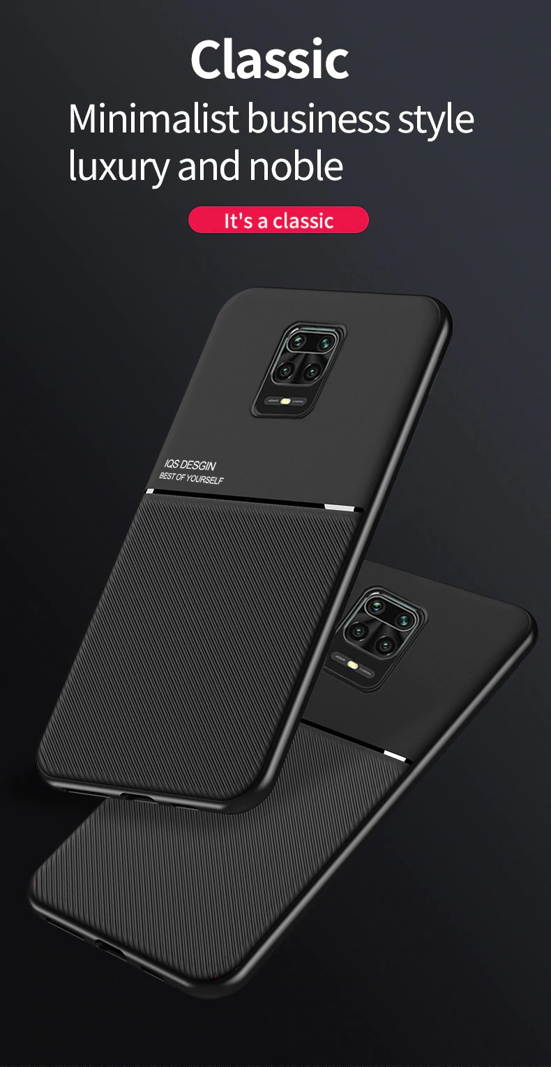 เคส Redmi Note 9 Pro/Redmi Note 9S #เคสแบบฝาหลัง TPU เคลือบหนัง PU สไตล์ธุรกิจที่เรียบง่ายมีแผ่นเหล็กในตัว Minimalist Business Style Leather Coated TPU Built-in metal magnetic plate