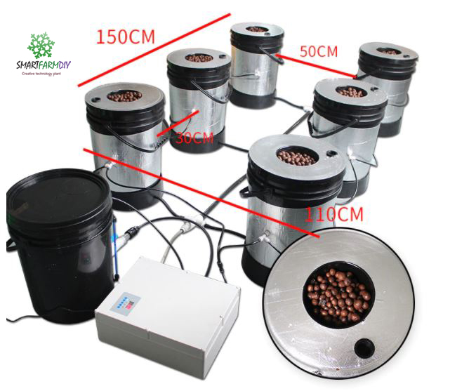 ระบบปลูกแบบ Aeroponics 6Pcs 5 Gallon Bucket