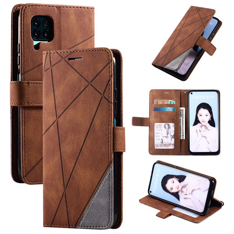 Case Huawei Nova 7i #เคสฝาพับหนัง PU มีช่องเสียบบัตรอื่นๆในตัว Geometric Pattern Leather Card Holder Protective
