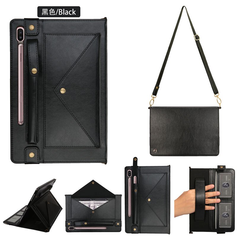 เคส Samsung Galaxy Tab S6 SM-T860 SM-T865 #เคสฝาพับหนัง PU มีที่เก็บปากกาและสวมนิ้ว Envelop Shape Leather Tablet Casing with Pen Slot