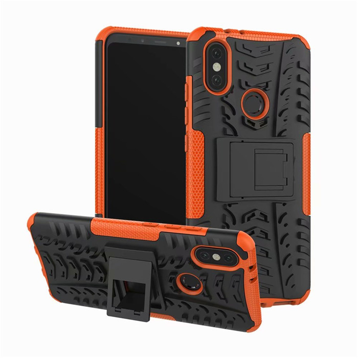 Case Xiaomi Mi A2 Lite #เคสฝาหลังกันลื่น Cool Tyre Pattern Kickstand (PC + TPU)