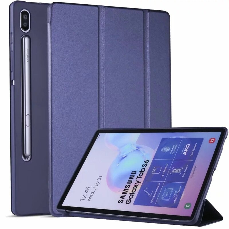 เคส Samsung Galaxy Tab S6 SM-T860 SM-T865 #เคสฝาพับหนัง PU แบบ 3 พับ Soft TPU Tri-fold Stand Leather Smart Tablet