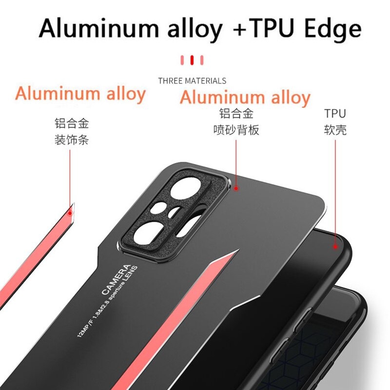 เคส Redmi Note 10 4G #เคสฝาหลังไฮบริด Metal +TPU Shockproof metal back plate Phone Back Cover