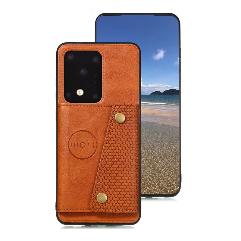 เคส Samsung Galaxy S20 Ultra / S20 Ultra 5G #เคสแบบฝาหลัง TPU เคลือบหนัง PU มีที่เก็บบัตร PU Leather Coated TPU Card Holder Magnetic Kickstand