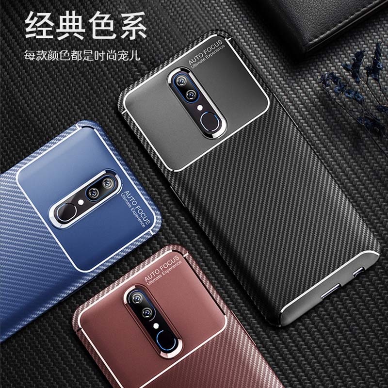 เคส OPPO F11 #เคสฝาหลังนิ่ม Carbon Fiber Anti-drop TPU Protection