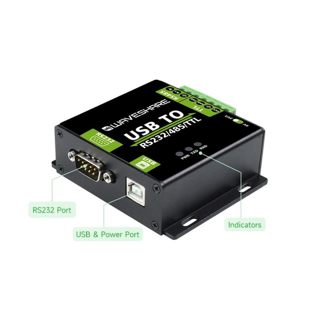 ตัวแปลงสัญญาณ ยี่ห้อ Waveshare FT232RL/CH343G USB to RS232/485/TTL Interface Converter Industrial Isolation