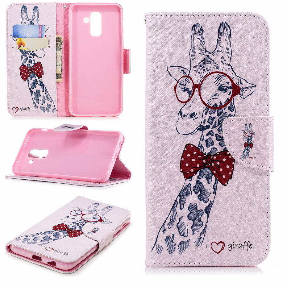 Case Samsung Galaxy A6+ (2018) #เคสฝาพับกระเป๋าสตางค์หนัง PU พิมพ์ลายสวยงามน่ารักๆ