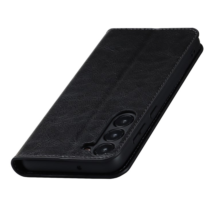 Case Samsung Galaxy S23+ 5G #เคสฝาพับหนังแท้แบบกระเป๋าสตางค์คุณภาพดี Crazy Horse Genuine Leather Cover
