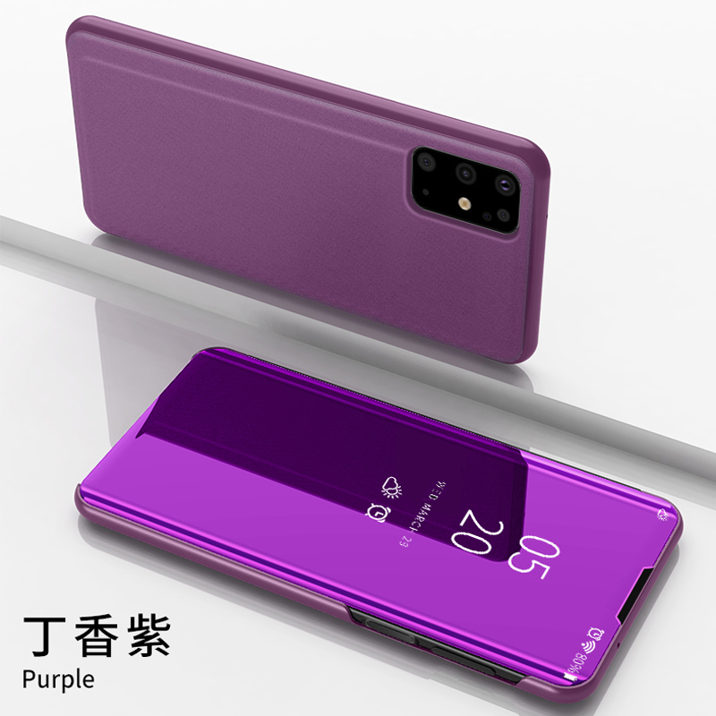 เคส Samsung Galaxy S10 Lite #เคสฝาพับปกโปร่งแสงผิวเงา Electroplating Mirror Surface Window View