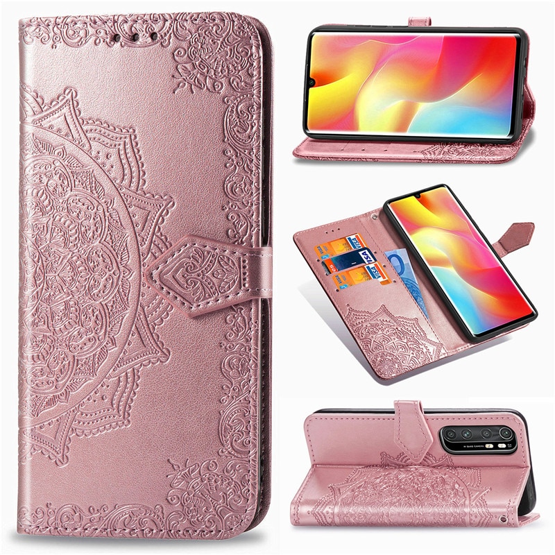 Case Xiaomi Mi Note 10 Lite #เคสฝาพับหนัง PU ผิวลายนูน Embossed Mandala Flower Leather Wallet