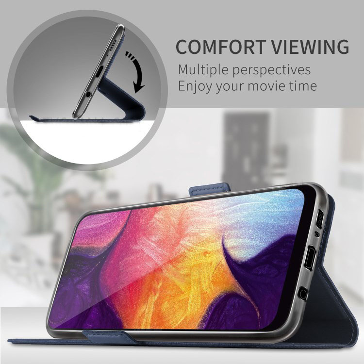 Case Samsung Galaxy A70 #เคสฝาพับปิดแม่เหล็กดูดซับพร้อมที่ใส่บัตร Magnetic Adsorption Leather Flip Stand