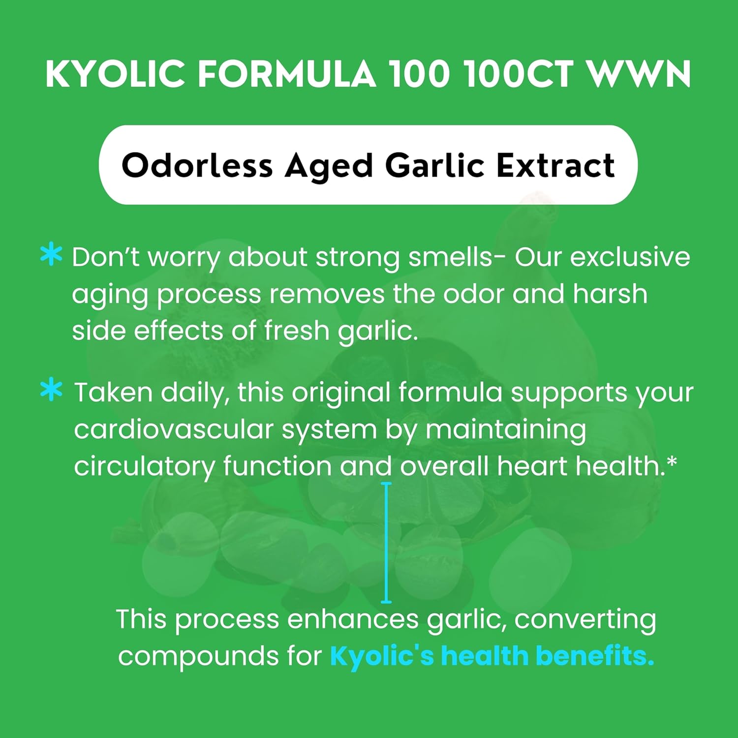 (Wakunaga®) KYOLIC® Aged Garlic Extract™ 100 แคปซูล Kyolic, Aged Garlic Extract, Cardiovascular ไคโอลิค กระเทียมบ่มสกัดไร้กลิน ออร์แกนิค สูตรดั้งเดิม