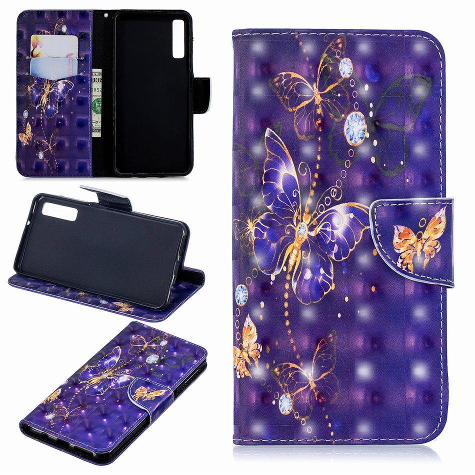 Case Samsung Galaxy A70 #เคสฝาพับหนัง PU พิมพ์ลายแบบกระเป๋าสตางค์