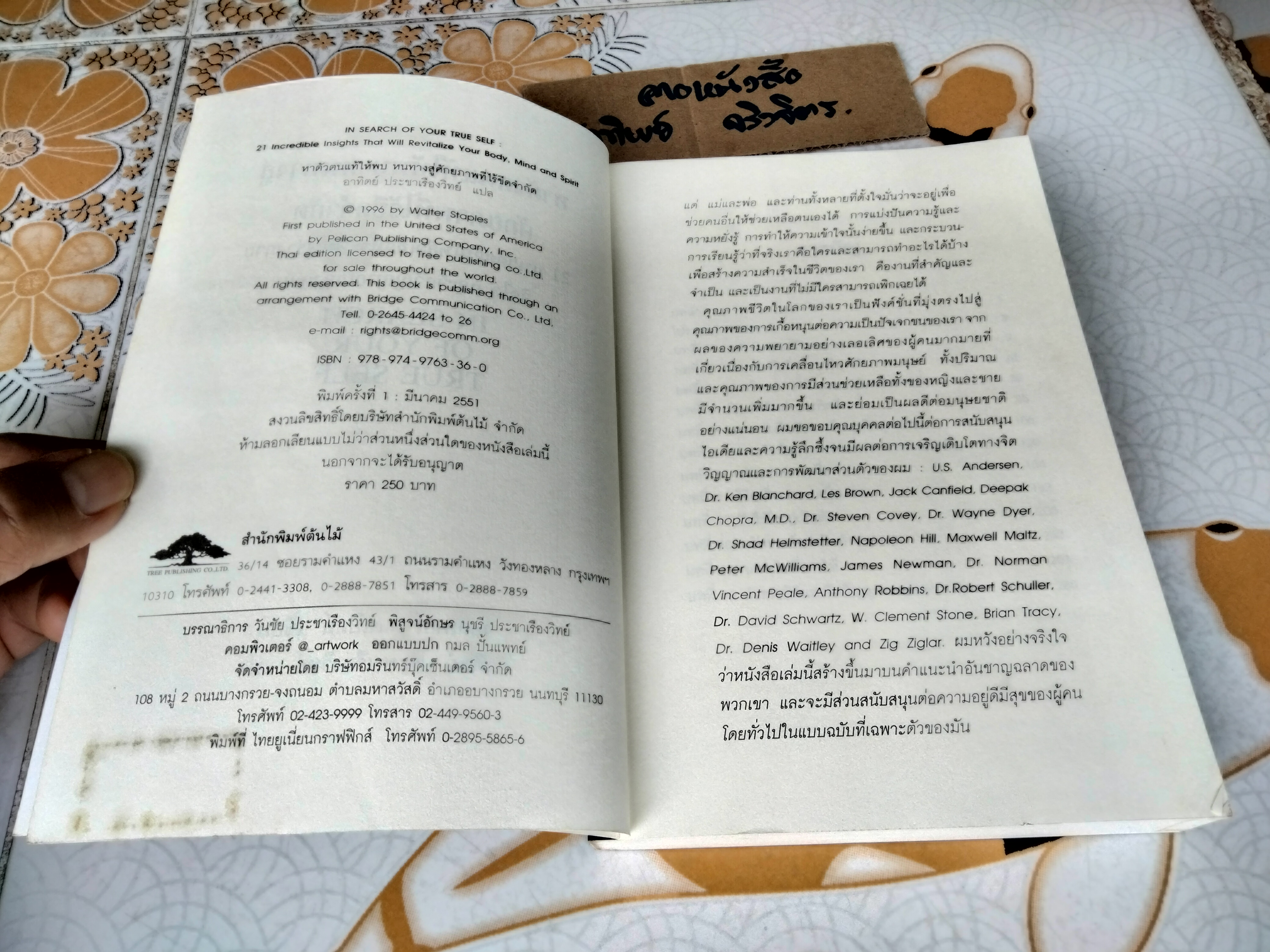 หาตัวตนแท้ให้พบ หนทางสู่ศักยภาพที่ไร้ขีดจำกัด In Search of Your True Self , วอลเทอร์ สเตเปิลส์ เขึยน (มีคราบดินจากปลวกจางๆ-ตามรูป)