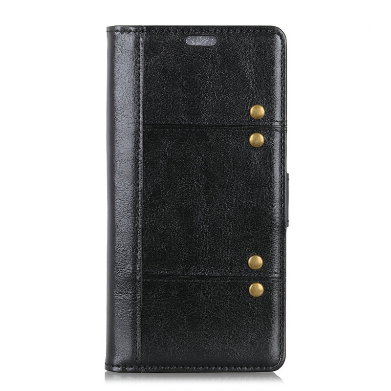 เคส Oppo A9 2020 #เคสฝาพับหนัง PU ผิวหนังม้า Rivet Decor Crazy Horse Texture