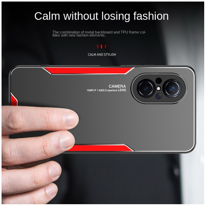 เคส Huawei Nova 9 SE #เคสฝาหลังไฮบริด Metal +TPU Shockproof metal back plate Phone Back Cover