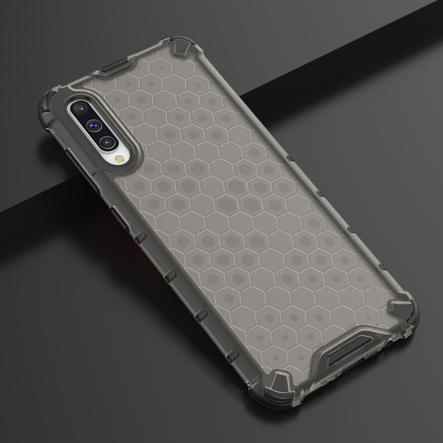 Case Samsung Galaxy A70 (พร้อมส่ง) #เคสฝาหลังกันกระแทก Honeycomb Shock Absorber TPU + PC + Silicone Hybrid สีดำ