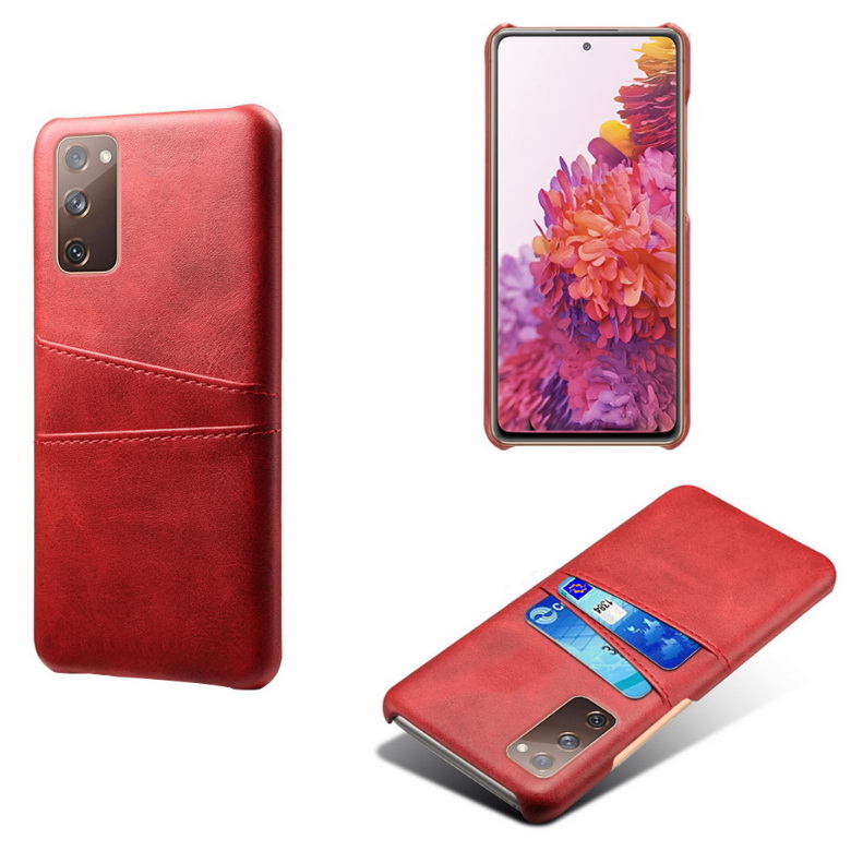 Case Samsung Galaxy S20 FE / S20 FE 5G #เคสแบบฝาหลังหุ้มหนัง Double Card Slots PU Leather Coated