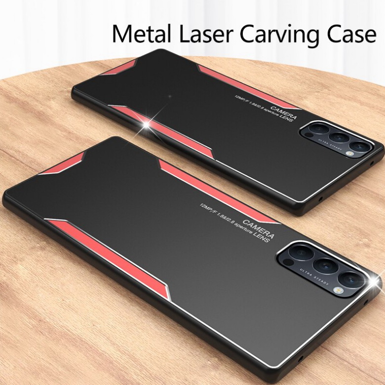 Case OPPO Reno 4 Pro 5G #เคสฝาหลังไฮบริด Metal +TPU Shockproof metal back plate Phone Back Cover