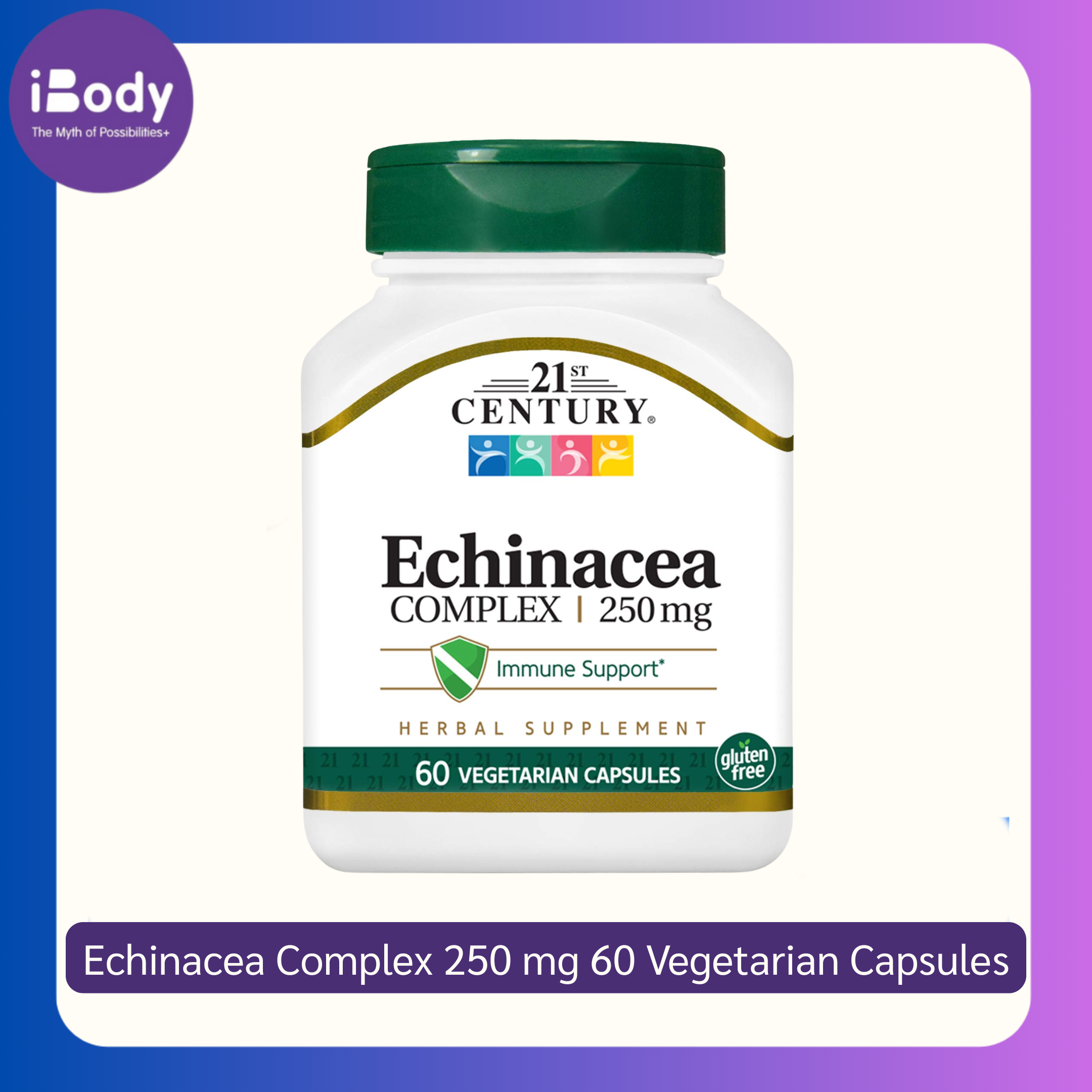 เอ็กไคนาเซีย Echinacea Complex 250 mg 60 Vegetarian Capsules (21st Century®)