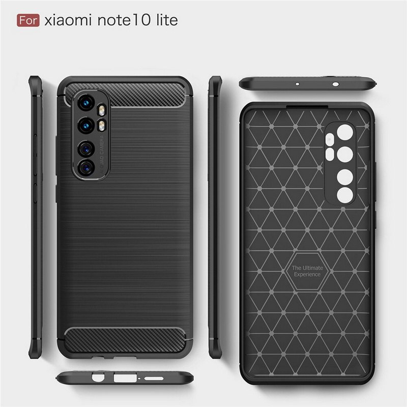 Case Xiaomi Mi Note 10 Lite #เคสฝาหลังตกแต่งคาร์บอนไฟเบอร์ ผิวขัดแปรง Brushered TPU Back Case